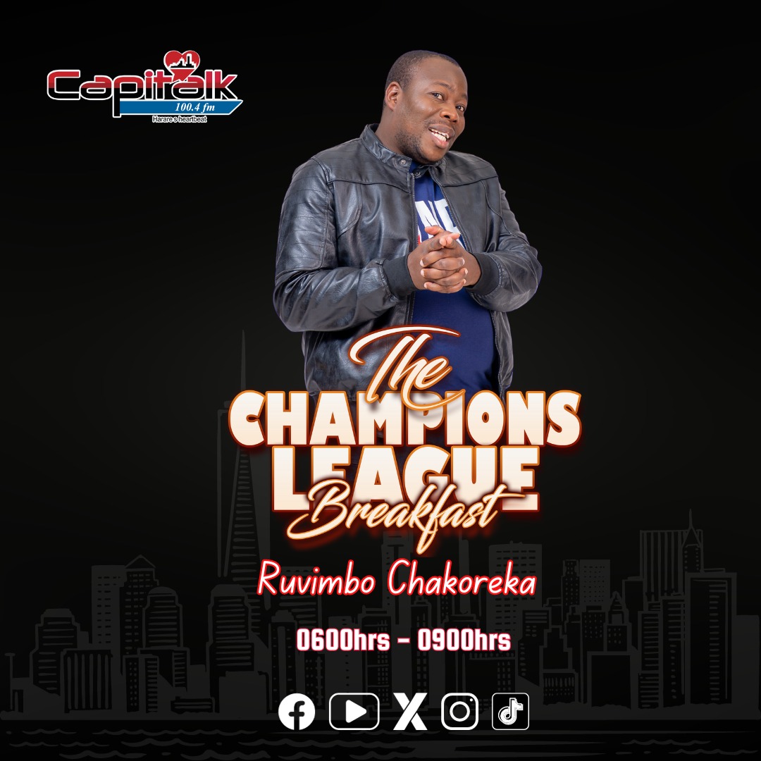 capitalkfm's tweet photo. lt's time for The Champions League Breakfast. Tune in as Ruvimbo Chakoreka  serves you everything you need to know on Harare's Hottest Frequency.

#HararesHeartBeat #keepit100point4fm #HararesHottestFrequency #Capitalk #TheChampionsLeagueBreakfast https://t.co/DQU3XW2tcu