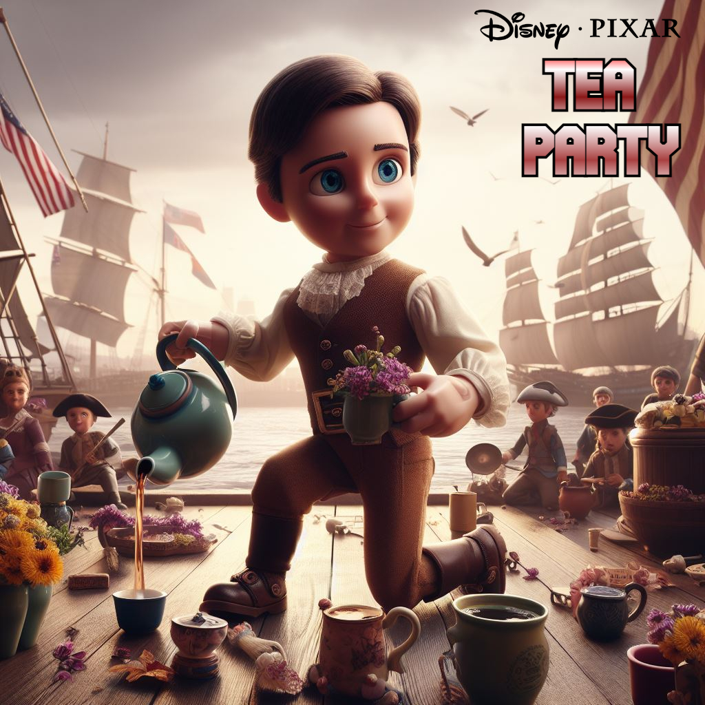 Pixar_AI's tweet photo. Pixar AI presents, Tea Party!

The film skillfully builds the tension and suspense leading up to the iconic Boston Tea Party and captures the spirit of the American Revolution, emphasizing the importance of unity, determination, and the pursuit of liberty

#AIArtwork #America https://t.co/6j4nX9ZLmh