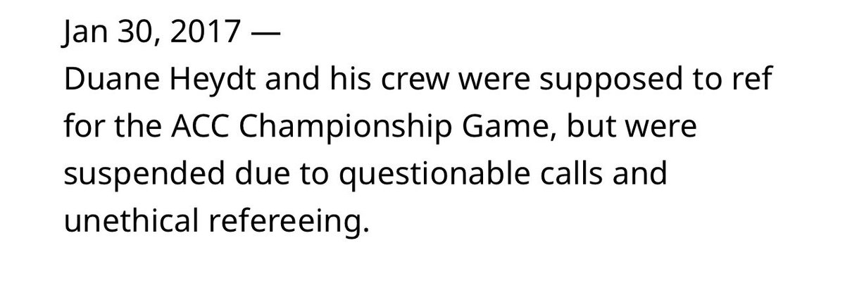 SelfMade0602's tweet photo. Interesting Duane Heydt today’s umpire who made multiple critical calls. (Including a hold that took a TD away. And the roughing the passer penalty on Christian Wilkins.) His crew was suspended from the ACC championship game for unethical refereeing. His family is richer 2nite. https://t.co/27SQvKzhKV