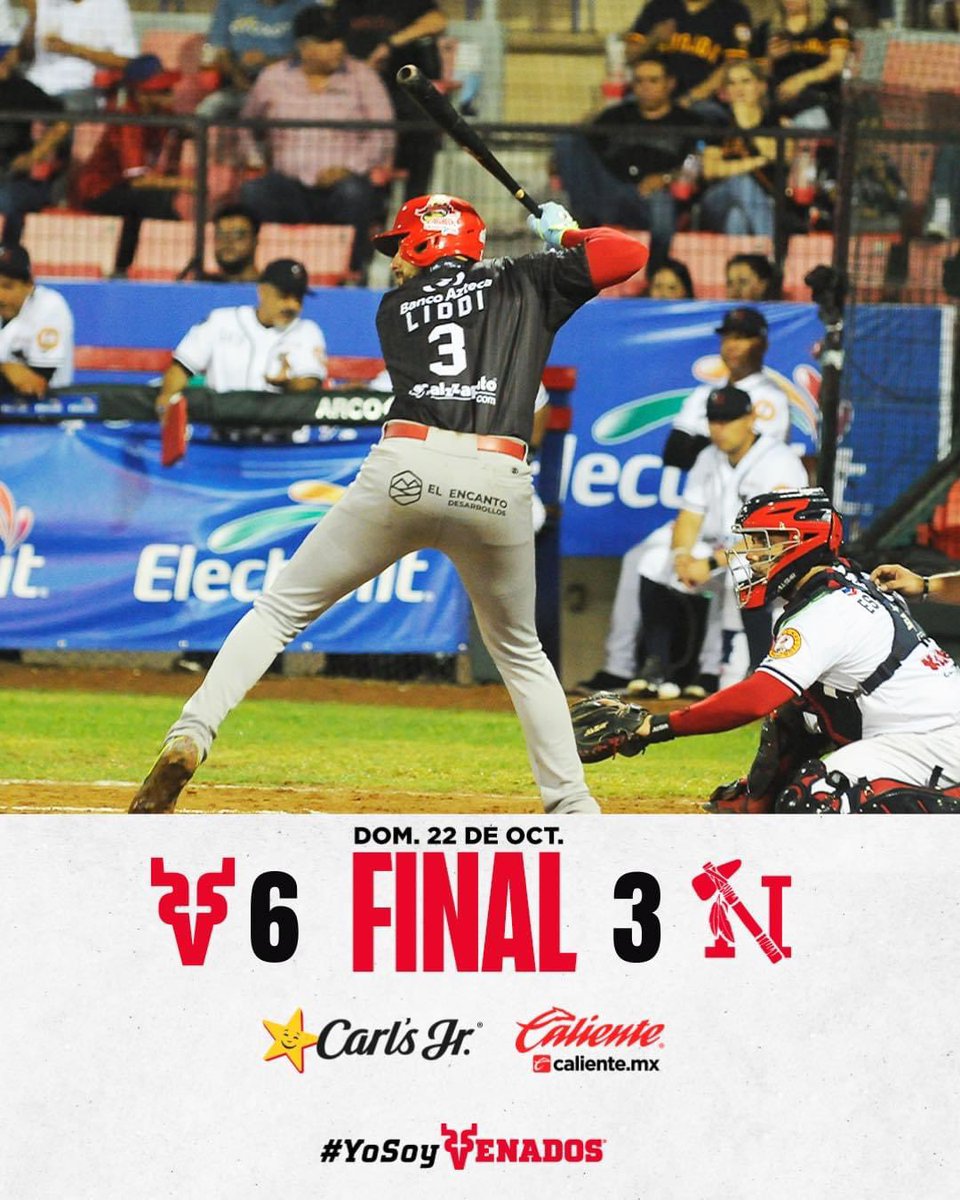 Victoria presentada por <a href="/CarlsJrMx/">@CarlsJrMx</a> <a href="/calientesports/">Caliente Sports</a> 🙌🏼

PG: Gerardo Gutiérrez 

Alex Liddi 3-2 | RBI | C
Ramiro Peña 5-2 | 2 RBI | 2 R

#YoSoyVenados 🦌❤️