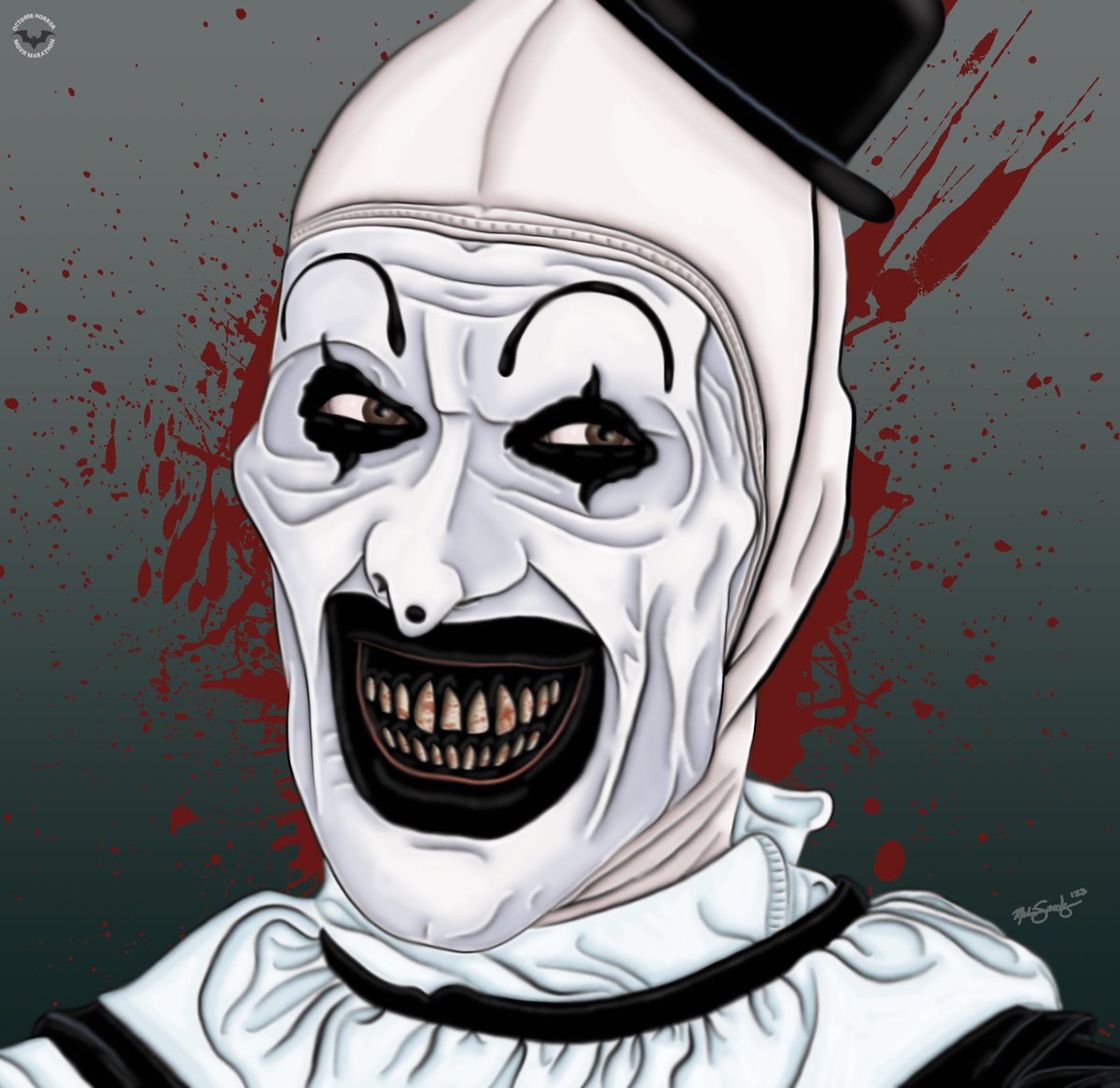 Day 14: Terrifier #art #MelissaSanchezArt #illustration #Terrifier #clown #KillerClown #OctoberHorrorMovieMarathon #horror #HorrorArt #HorrorMovies #Halloween #drawlloween #October #inktober #disabledartist #artistsontwitter #artistsonx