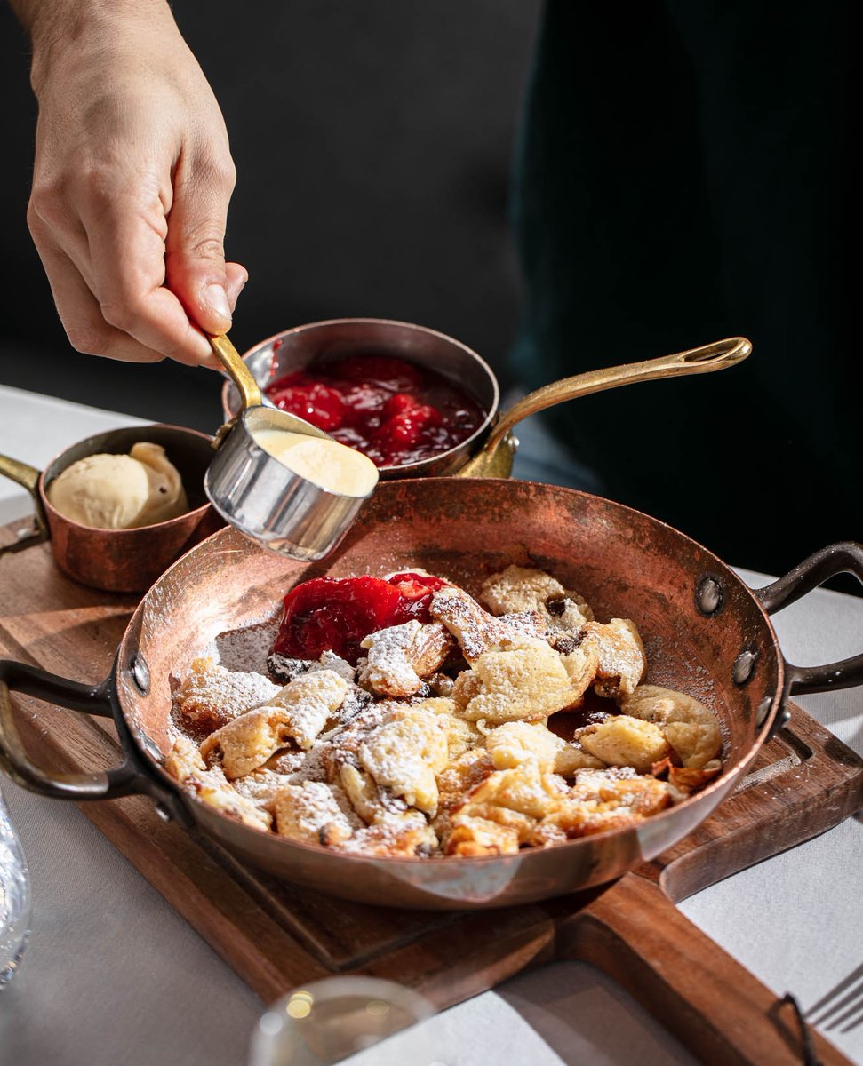 Get cosy at our first floor Restaurant with the "Kaiserchmarrn", designed to share 🥂

These Souffled Rum &amp; Raisin Pancakes are served with Plum Compote