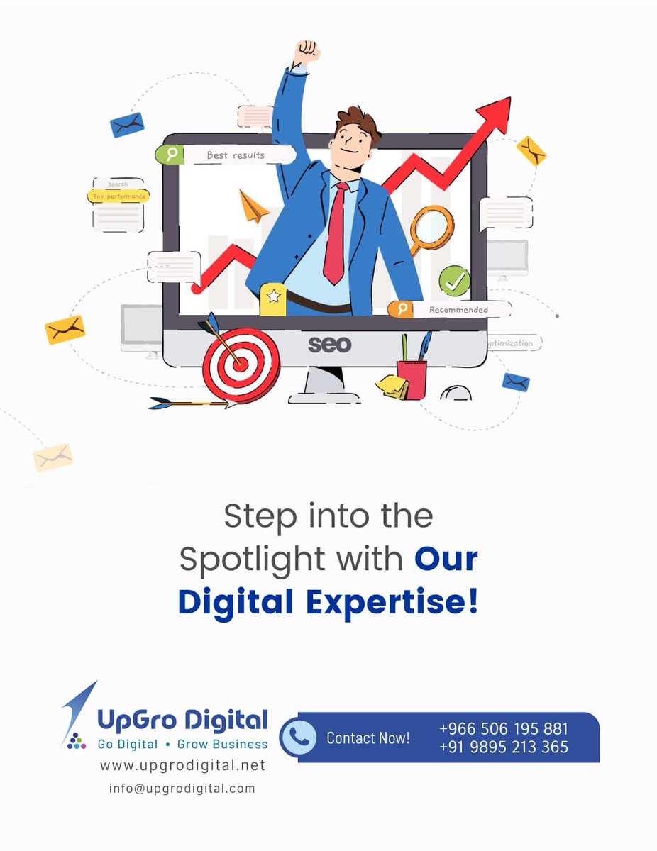 Ready to see your website climb the search engine ladder? Our SEO experts have the magic touch! Don't wait; let's start your SEO journey now!

upgrodigital.net
info@upgrodigital.com
+966 50 619 5881

#seoservices #seoservice #seoservicecompany
#advancedseo