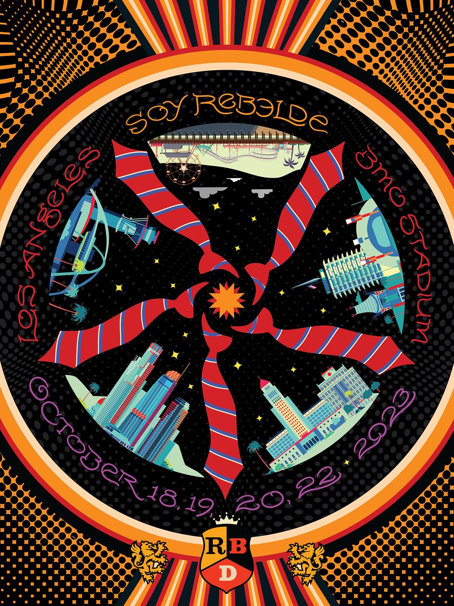 La primera vez RBD tuvo uno show en Estados Unidos fue en Los Ángeles, y hoy, después de muchas historias juntos cerramos el paso del #SoyRebeldeTour en Estados Unidos en la misma ciudad 😍 ¡gracias por ser parte de esto! 

Ya puedes encontrar el póster de cada ciudad en línea.