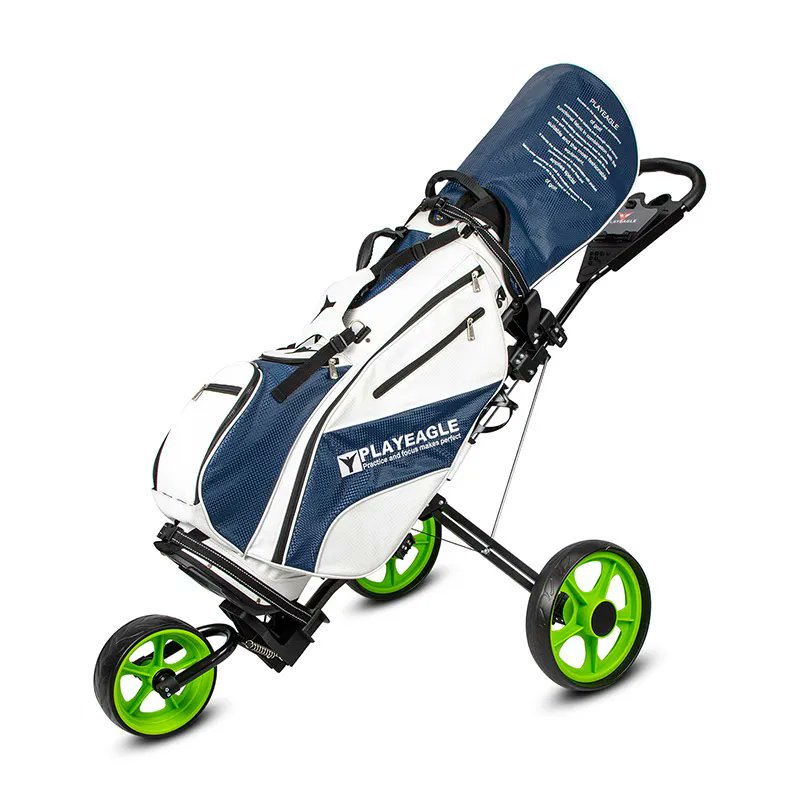 Ease your golfing journey with the Playeagle Light-Weight Foldable 3-Wheel Push-Pull Golf Trolley Bag. Experience convenience and style as you effortlessly navigate the course. Explore more at gforgolf.com/product/playea… #GolfTrolley #ConvenientGolfing