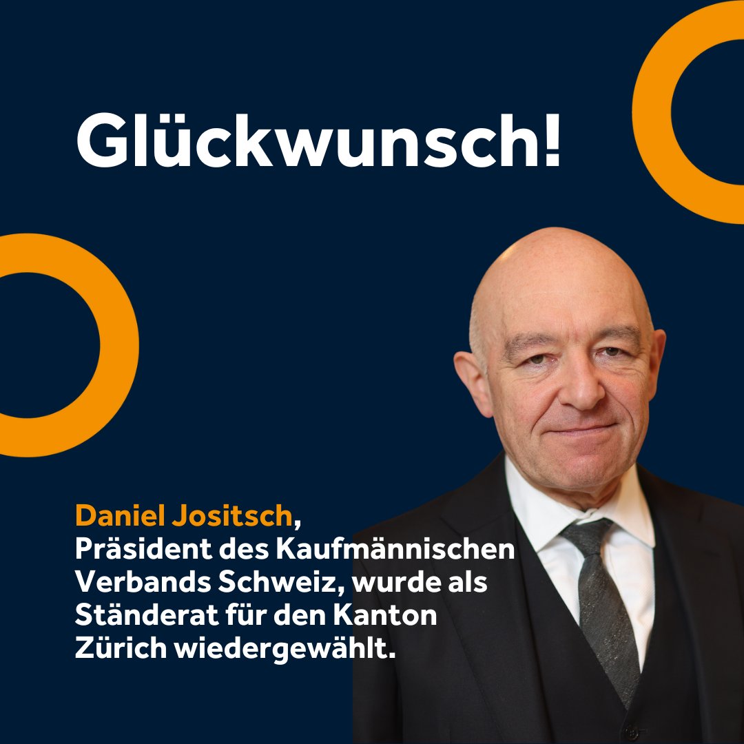 Der <a href="/kfmv_ch/">Kaufmännischer Verband Schweiz (kfmv) | SEC | SIC</a> freut sich sehr über die Wiederwahl seines Präsidenten <a href="/danieljositsch/">Daniel Jositsch</a> (SP) als Ständerat für den Kanton Zürich. Herzlichen Glückwunsch! 👏

👉 ow.ly/Alrr50PZx0b

#WahlCH23 #Wahlen2023 #Wahlen23 #WahlZH23 #Ständerat