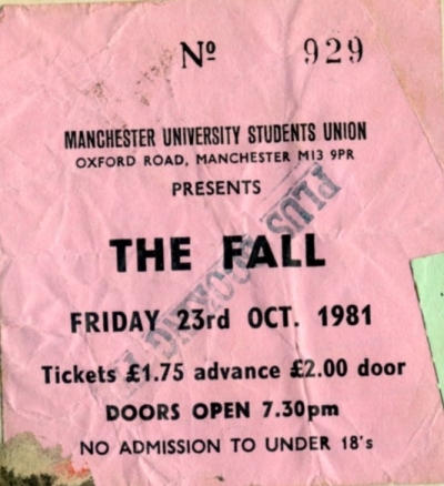 My diary 1981. 

Friday 23rd Oct, the Fall supported by the Virgin Prunes, got in a fight, left. Saturday 24th Oct, went on a CND march and saw the Jam play on the back of a lorry ('Funeral Pyre' and 'Eton Rifles'). Monday 26th - New Order at <a href="/O2RitzManc/">O2 Ritz Manchester</a> Went home, washed up.