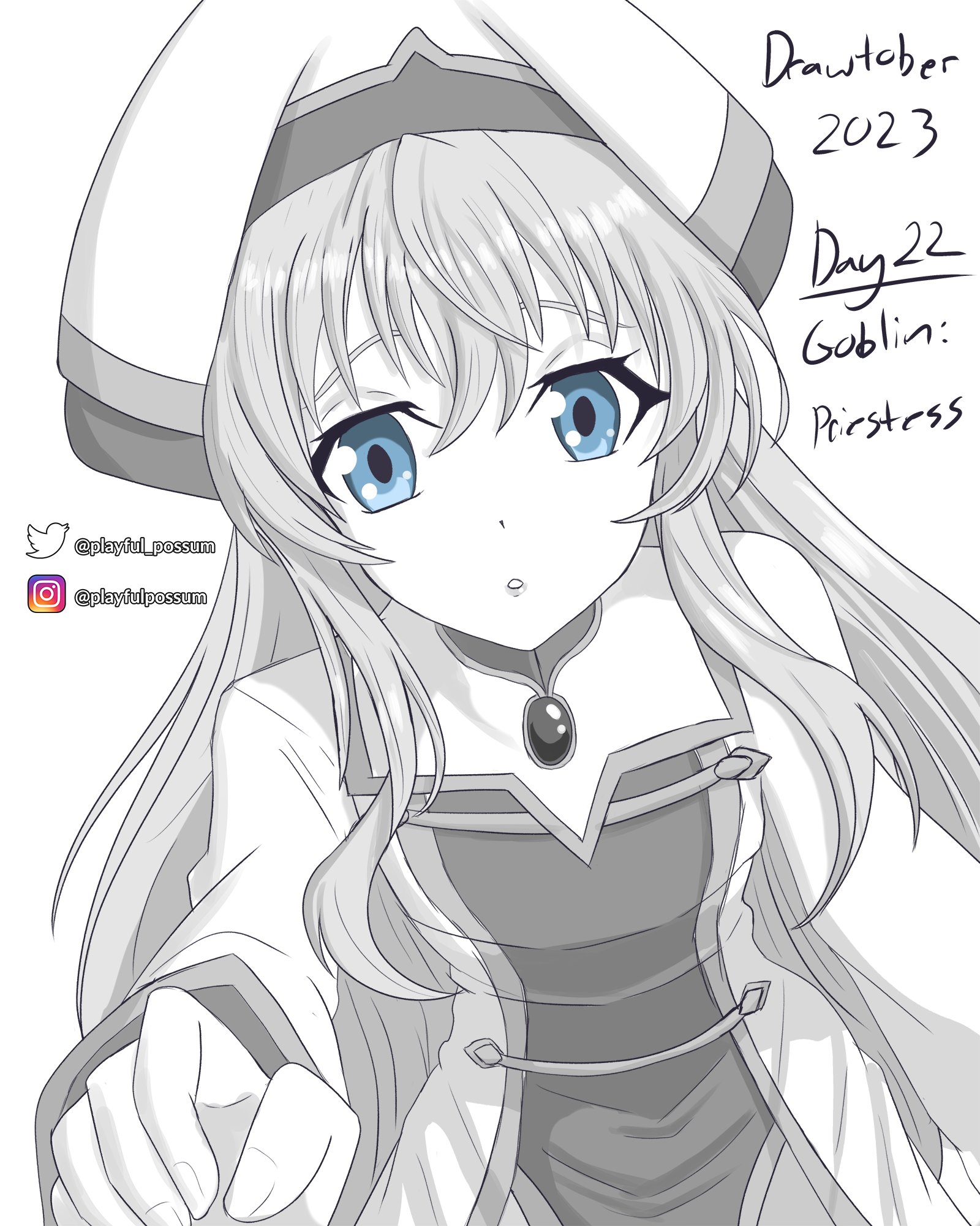 priestess and goblin slayer (goblin slayer!) drawn by adyisu