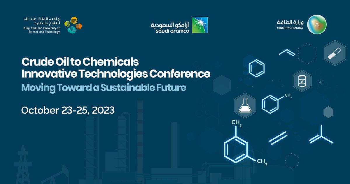 #KAUST, in collaboration with <a href="/aramco/">aramco</a> and <a href="/MoEnergy_Saudi/">وزارة الطاقة</a>, will host the Crude Oil to Chemicals "Innovative Technologies Conference", where global and regional industry leaders and experts will exchange ideas, discuss global challenges and strategies of the chemical industry.