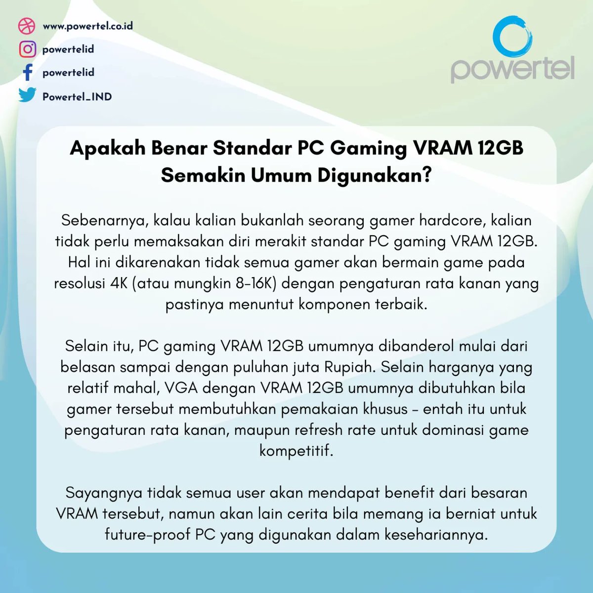 Powertel_IND's tweet photo. Apakah Standar PC Gaming Zaman Now Memang Butuh VRAM 12GB?

#teknologi #infoteknologi #vram #gaming #pcgaming #komputergame #komputergaming #standardpc #softwarepc #softwarekomputer #spesifikasigaming #performapc #tipsteknologi #powertelid https://t.co/DnwdWEkpuV