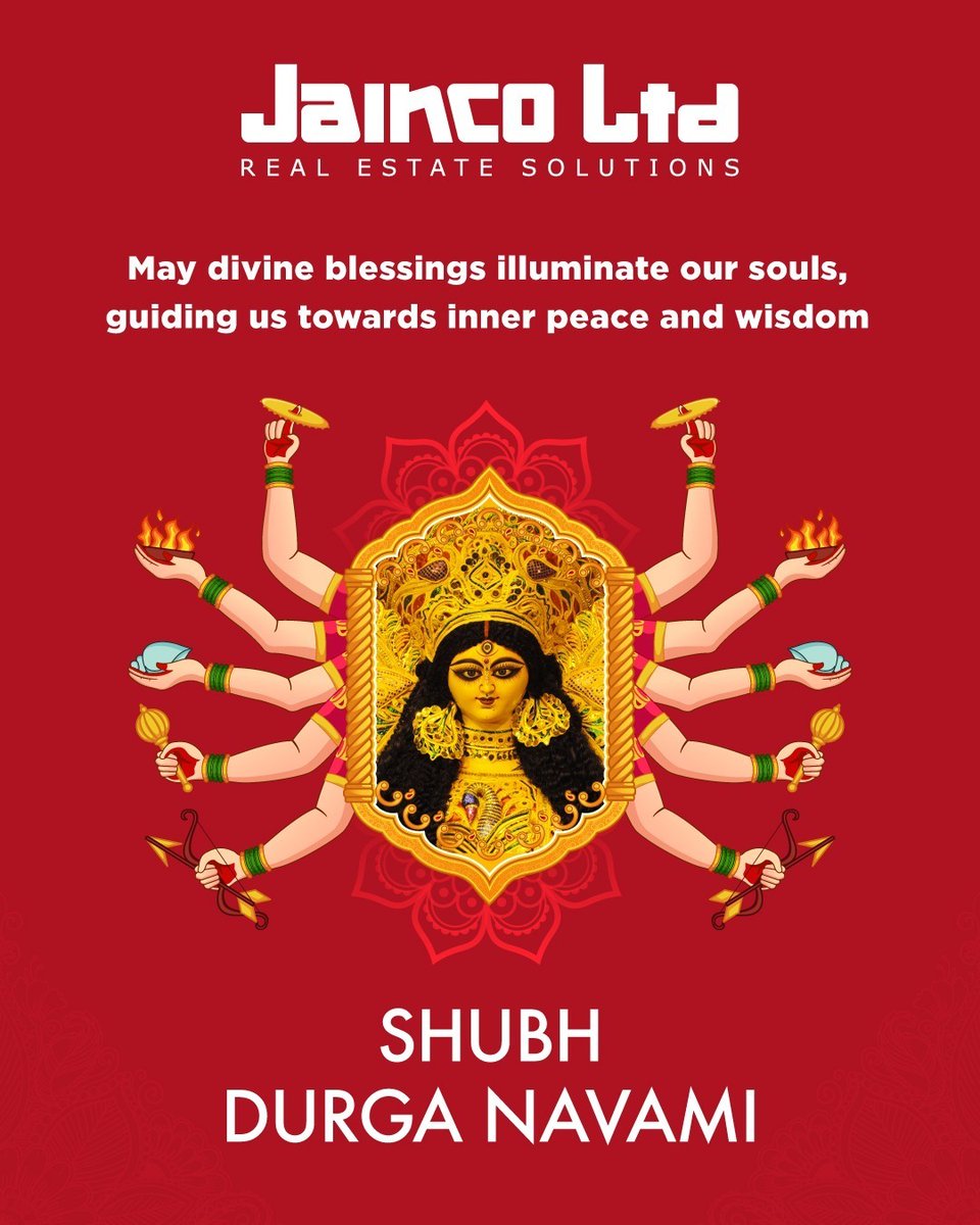 JaincoLimited's tweet photo. May the blessings of #MaaDurga on #MahaNavami helps in Rejoice, Reflect, and Renew our spirits. Happy Maha Navami.
#HappyNavratri #Navratri2023 #Festival #ShubhNavratri #NavartraFestival2023 #retailshops #independenthomes #floors #Sale #Purchase #Rent #Jaincolimited https://t.co/Qlj40bmdzG