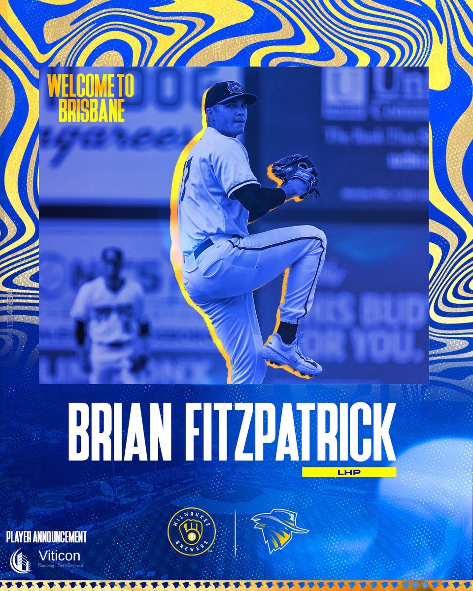 BrisbaneBandits's tweet photo. Welcome to Brisbane, Brian Fitzpatrick 🤠⚾
The 23-year-old, left-handed pitcher was drafted by Milwaukee Brewers (Round 10, Pick #312) in 2022 MLB Draft from Rutgers, State University of New Jersey.
This player announcement is brought to you by Viticon.
#BlueFest #BlueCrew https://t.co/0CZUHrPFbQ