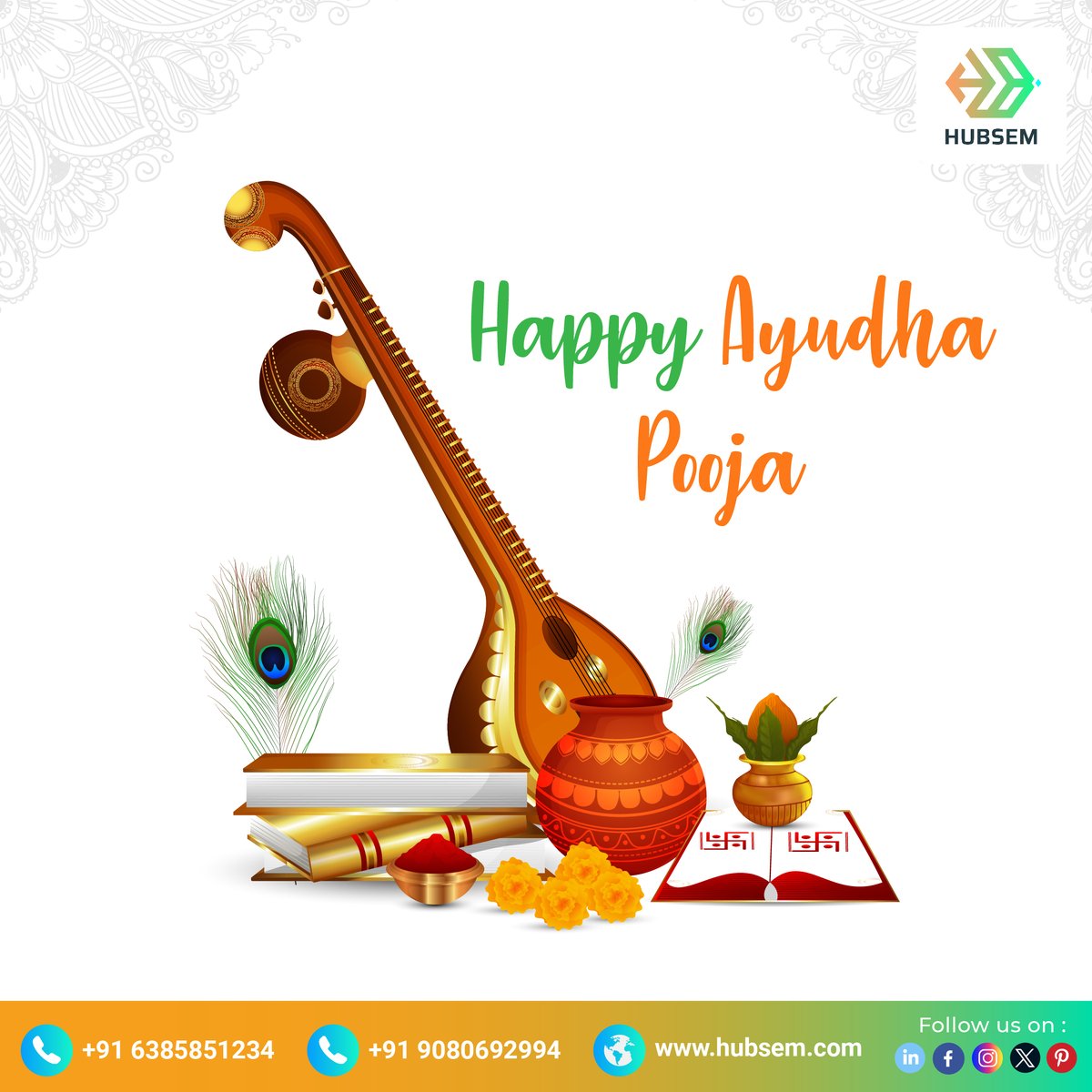 hubsem's tweet photo. Celebrate Ayudha Pooja with the power of innovation! 🎉 May the tools and technologies at Hubsem Solutions continue to drive positive change and success. 💻🚀 #TechBlessings #Hubsem https://t.co/LaRgjET3t3