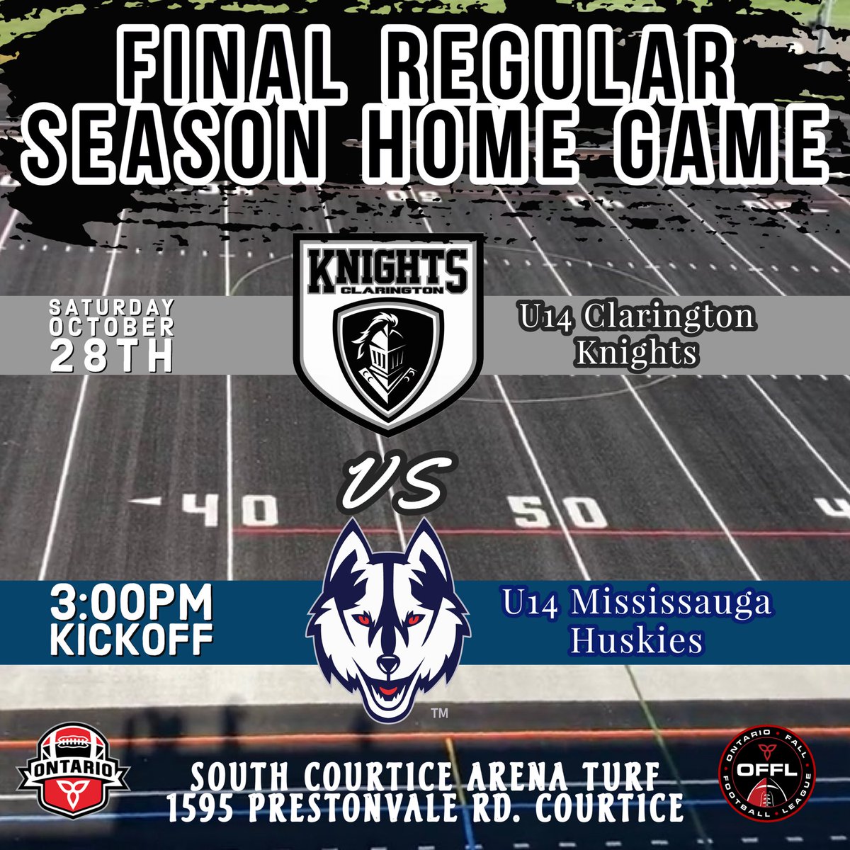 HUGE playoff implications for this game! The Knights will be looking to head into the Playoffs on a win streak while Mississauga will attempt to avenge their late 4th quarter loss to the Knights the last time these 2 teams met.