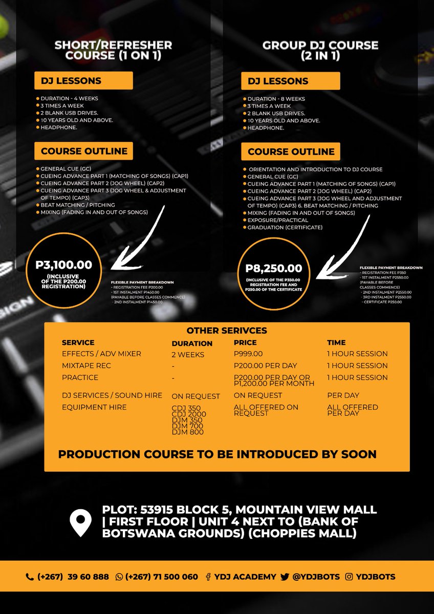 hennymaps's tweet photo. 🎧🎛️🎚️🎶 @ydjbots is the place to visit if you wanna learn how to be DJ, or you are already a DJ and want to sharpen &amp; refresh your skills behind the decks!

Call +267 71 500 060 for inquiries &amp; registration 🎧🎛️🎚️🎶 https://t.co/tz7UC4qFFT