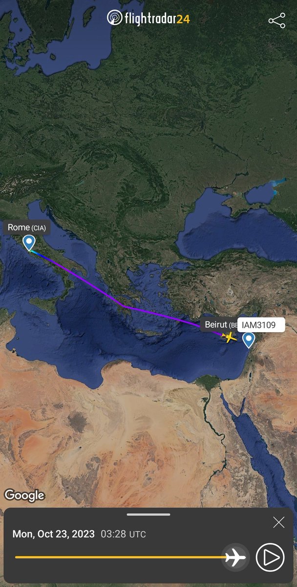LebanonJets's tweet photo. Military: #Italy Air Force #MM62244 hex #33FFAE #AeronauticaMilitare arrived at 7am morning from #Rome (CIA) & expected to spend around 8 hours in #Beirut then head back https://t.co/6ZFyfirucR