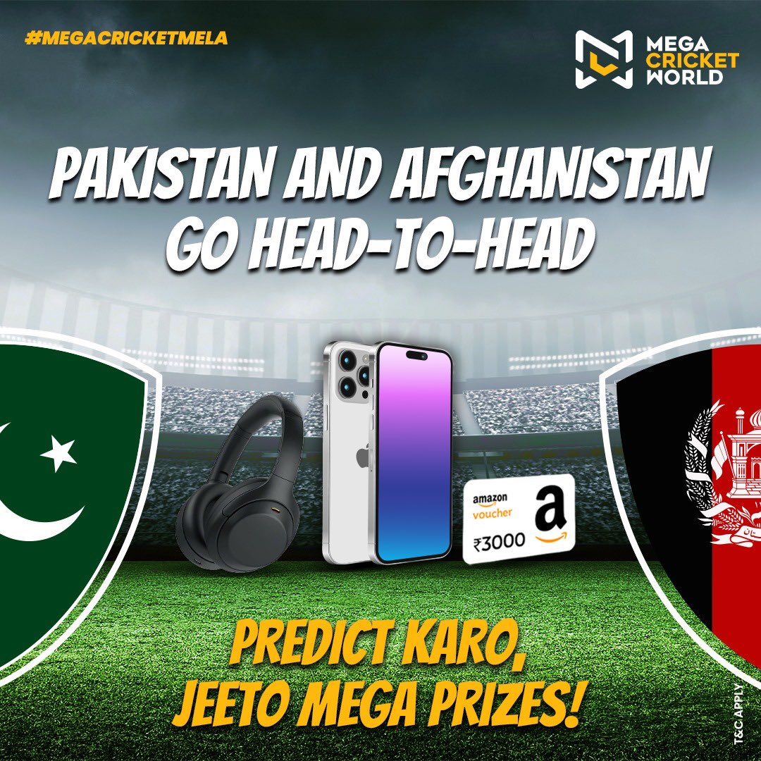 #PAKvAFG

Predict who will win to score the iPhone 15 Pro! 

- Follow@mcworldsocial
- Predict the winner
- Register yourself on the official Mega Cricket World Website 
- Tag one friend

🔗 mcwlnk.co/u0b0

 #pakvsafg #pakistanvsafghanistan  #contest #contestalert