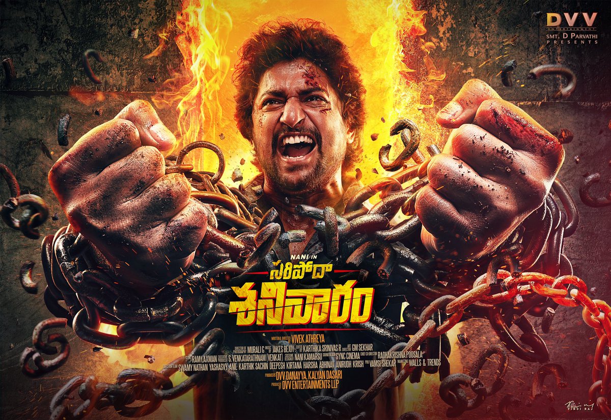 Natural🌟 @NameisNani,UNCHAINED & ready to conquer! Here’s the INTENSIFIED First Look & Title Glimpse of #SaripodhaaSanivaaram❤️‍🔥 Get ready to witness an UNCHAINED storm of action and entertainment🔥 youtu.be/8YnkDl05BTw?fe… @iam_SJSuryah @priyankaamohan #VivekAthreya @DVVMovies