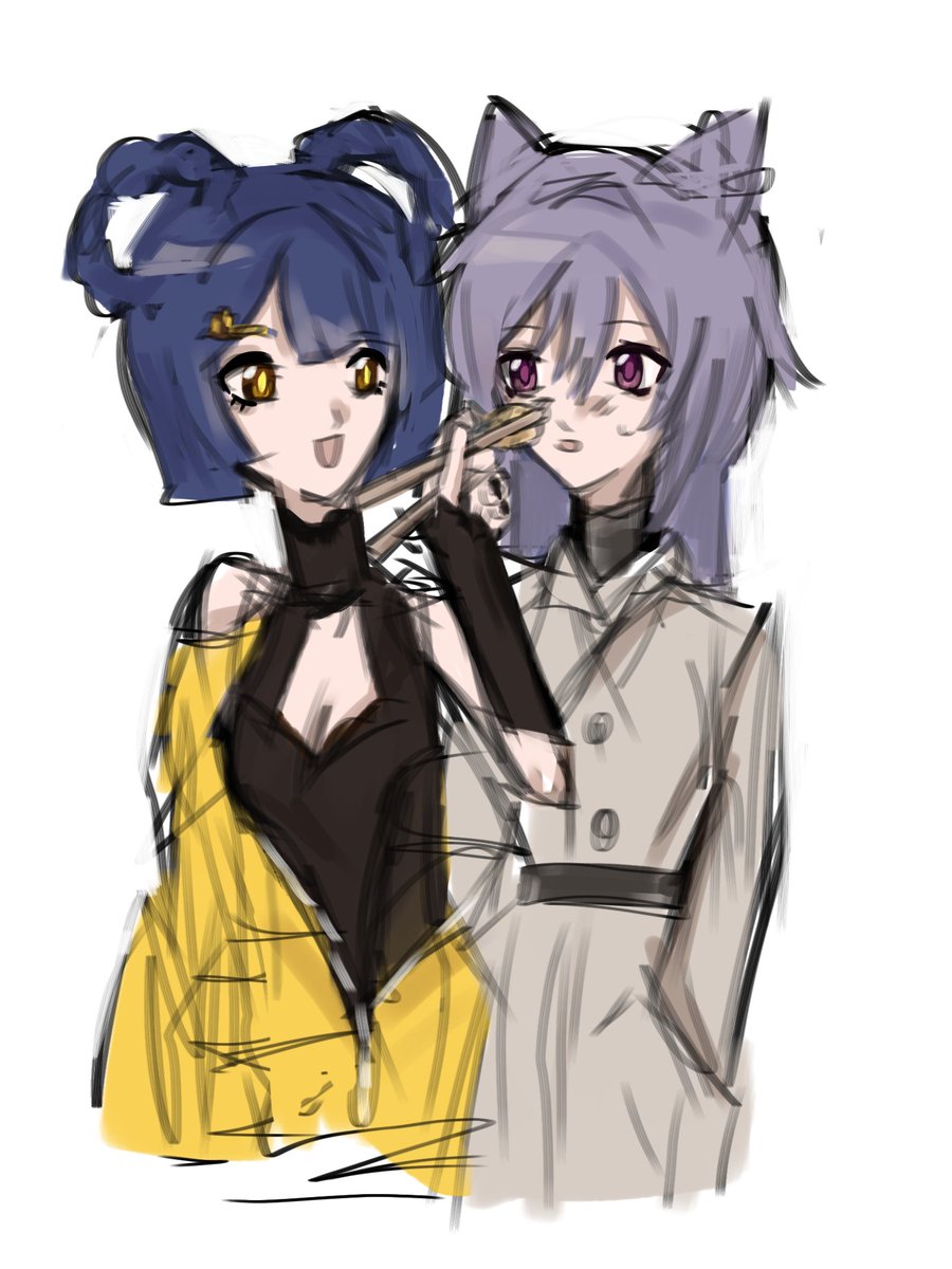 tsumetai1san's tweet image. #xiangqing #Xiangling #Keqing