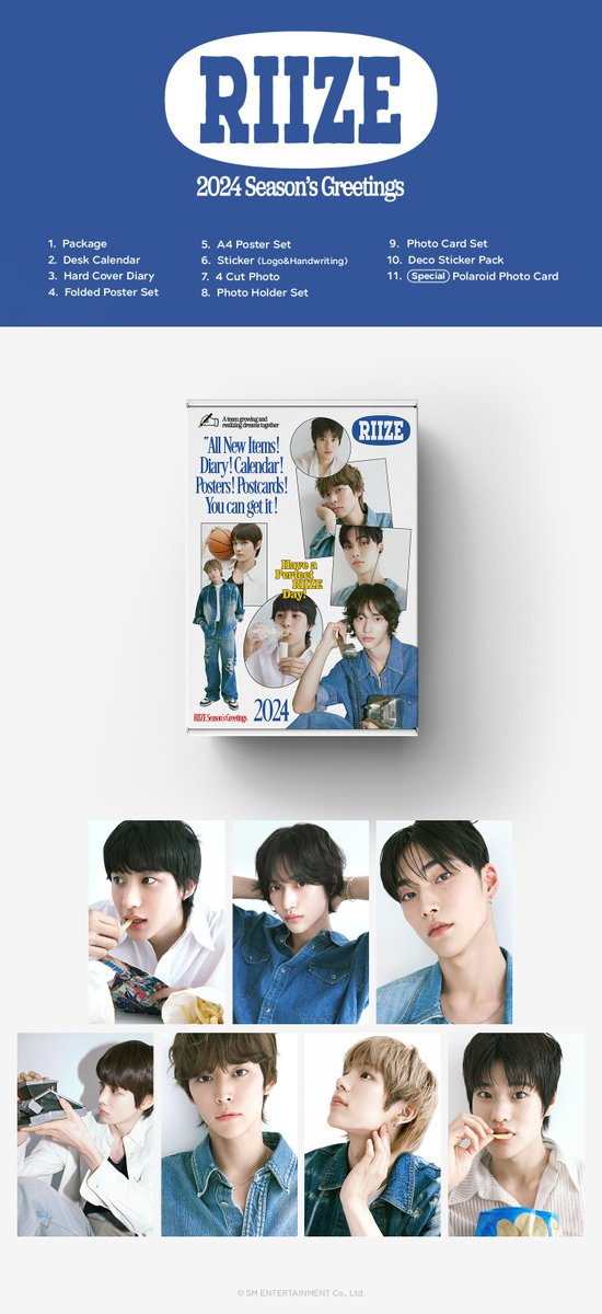2024 SM ARTIST SEASON’S GREETINGS #RIIZE
10월 24일(화)부터 다양한 온라인 판매처를 통해 예약하실 수 있습니다.
