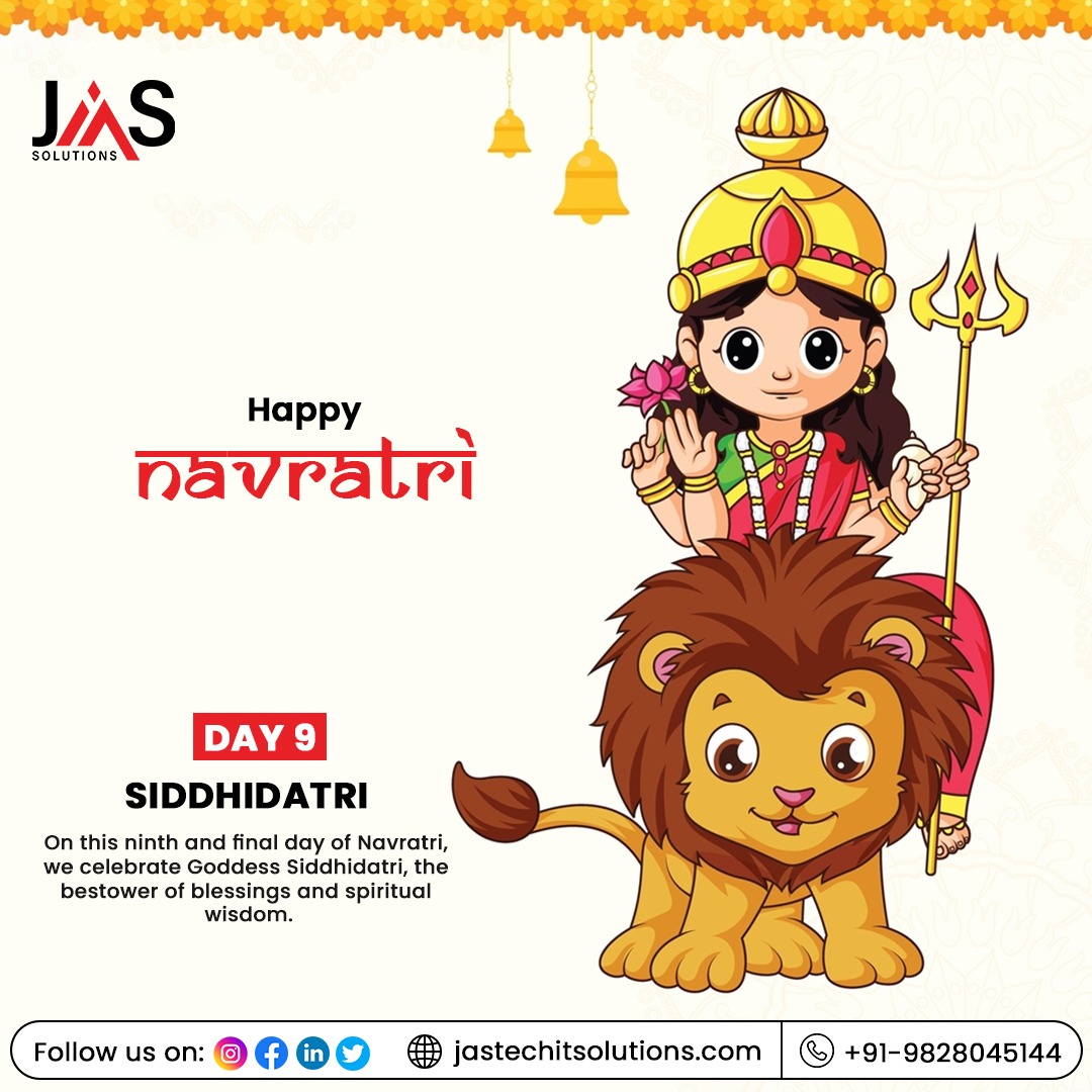 JasTechIt's tweet photo. On this ninth and final day of Navratri, we celebrate Goddess Siddhidatri, the bestower of blessings and spiritual wisdom. 
.
🌐 https://t.co/Bw5O04w2kc

#jastech #jastechitsolutions #itcomapny #itagency #NavratriFestival #NavratriVibes #GoddessDurga #FestiveSeason #DurgaMaa https://t.co/DKnmiMJlYs