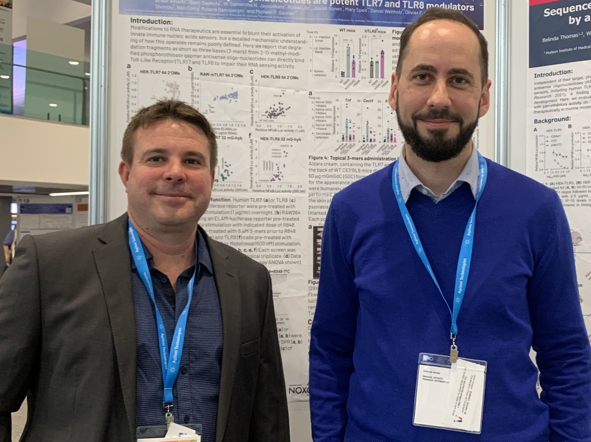 Noxopharm Limited (@noxopharm) on Twitter photo Noxopharm’s Dr Olivier Laczka and Associate Professor Michael Gantier from <a href="/Hudson_Research/">Hudson Institute of Medical Research</a> are currently showcasing the team’s latest breakthroughs at the Oligonucleotide Therapeutics Society Annual Meeting in Barcelona.
#biotech #Innovation #mRNA Noxopharm’s Dr Olivier Laczka and Associate Professor Michael Gantier from <a href="/Hudson_Research/">Hudson Institute of Medical Research</a> are currently showcasing the team’s latest breakthroughs at the Oligonucleotide Therapeutics Society Annual Meeting in Barcelona.
#biotech #Innovation #mRNA
