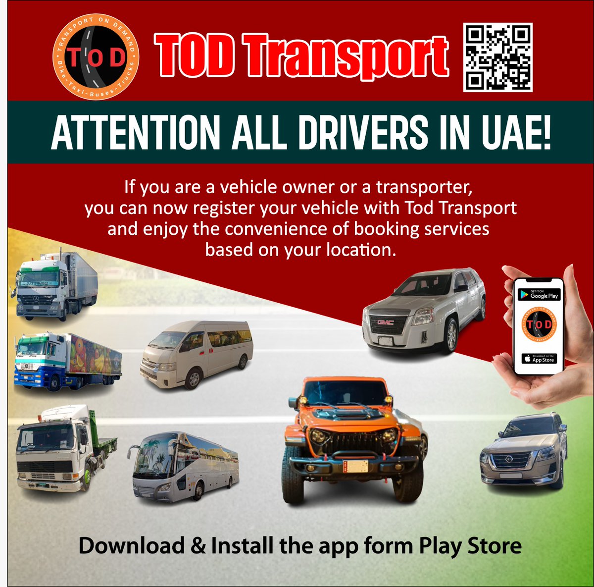 Experience the UAE like never before with TOD Transport! 🚗✨ Say goodbye to transportation hassles and hello to smooth, efficient rides. 🌆 Discover the #TODTransportUAE difference today! 🇦🇪🛣️ #UAETravel #SmartBooking