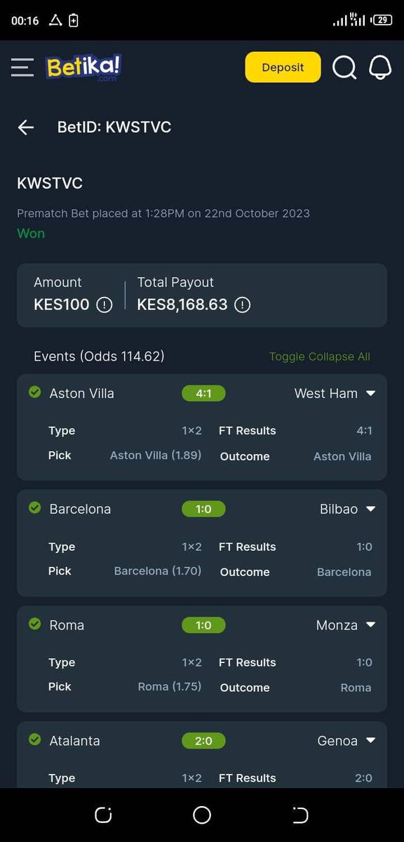 KABOOOOOM🥳🥳🥳BETIKA MINI SGR WON. 30 Retweets I give out Stake 💪🫡