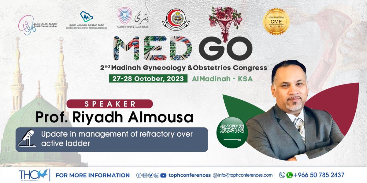 riyad1000's tweet image. سعيد بالدعوة الكريمة من اللجنة المنظمة والمشاركة كمتحدث في أحد أهم المؤتمرات العلمية في مجالها في مملكتنا الحبيبة وفي مدينة الرسول الأعظم (ص) وبتنظيم من جمعية النساء والولادة الصحية. للتسجيل في هذا المؤتمر الهام مرفق رابط التسجيل : 

tophconferences.com/med/
@MedGoSA 
@alsahabija
