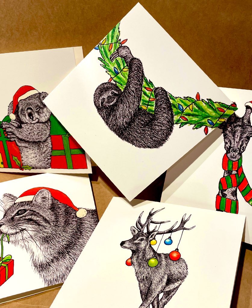 Ginza_Itoya's tweet photo. ✈️ワタシが買ってきました✈️

クリスマスカードも買ってきたよ〜🎄
ジェンが描く野生動物をモチーフにした
#WILDLINES は
点と線で質感がリアルに表現された
存在感抜群なカード🐸🐧🐱
そんな細密なモノクロの動物達と
キュートなパーティグッズの 
絶妙なコントラストに一目惚れ😍
(イチオシは🦈) https://t.co/lDIaqyXLyd