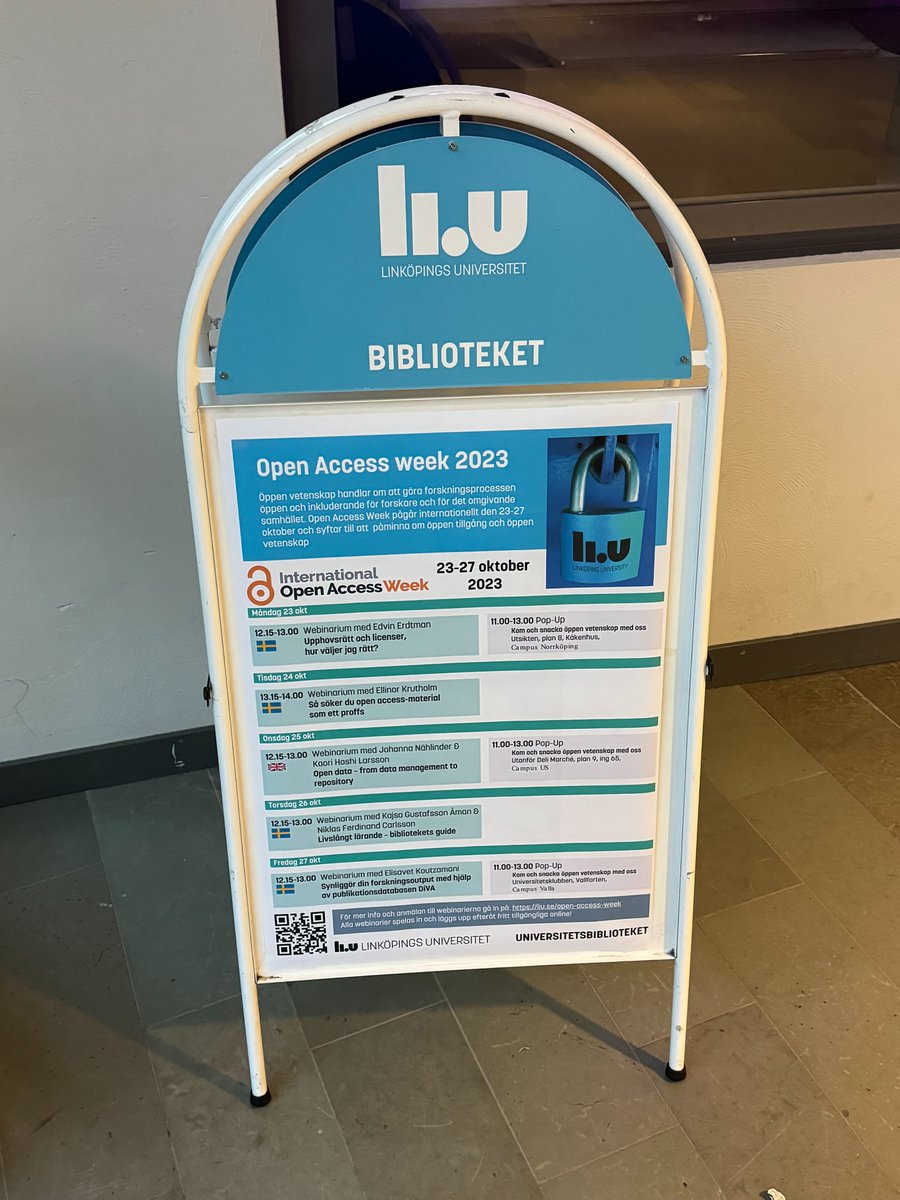 Linköpings universitetsbibliotek är med och uppmärksammar öppen vetenskap under den internationella open access- veckan denna vecka. Du har väl inte missat veckans program? #OpenAccessWeek
