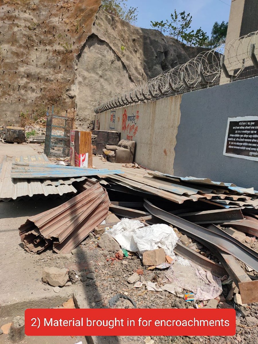 ChandivaliCCWA's tweet photo. CCWA has been complaining through multiple tweets to @mybmcwardL from time to time and drawing their attention to illegal stalls being made on Adityavardhan Raheja Vihar Road.

Encroachment started by building a small nursery, then temporary sheds, stealing light from the electric pole.

In spite of our bringing the encroachments to their attention multiple times, BMC chose to remain a spectator.

Today, they have built five shops (concrete permanent structures) without any permission from BMC.

Businesses like Tandoori Momos, Chinese Corner, Vada Pav Shop (without Fire Noc and BMC Public Health Department permission), and air conditioning businesses

We met Asst. BMC Commissioner (L ward), who says BMC has not given any permission to build any structure on that road. He said they would serve notice to them. Why couldn't BMC demolish the structure when it was built? We have been continuously informing them about the illegal act. Now this may lead to unnecessary delay due to legal litigation if the encroachers move court.

This place is now a hotspot for hooligans who are a safety threat for ladies and kids of nearby societies 

After encroachment of these lands, the encroachers then moved to grab another piece of land and tried to build another three shops near the societies (which were stopped by CCWA and society members).
#माझाफूटपाथमाझाहक्क
#pedestrianfirstpolicy #maazafootpathmaazahaq
@IqbalSinghChah2 @CMOMaharashtra @Dev_Fadnavis @AjitPawarSpeaks @fpjindia @TOIMumbai @HTMumbai @mid_day @LokmatMumbai @mataonline 
@mashrujeet @PrajaktaKasale @sanjeevdevasia @mybmc @MyBMCFire @mybmchealth @poonam_mahajan @PMOIndia @Mi_DilipLande @naseemkhaninc
@CPMumbaiPolice @RedFM_Mumbai @Vicinia_Society
