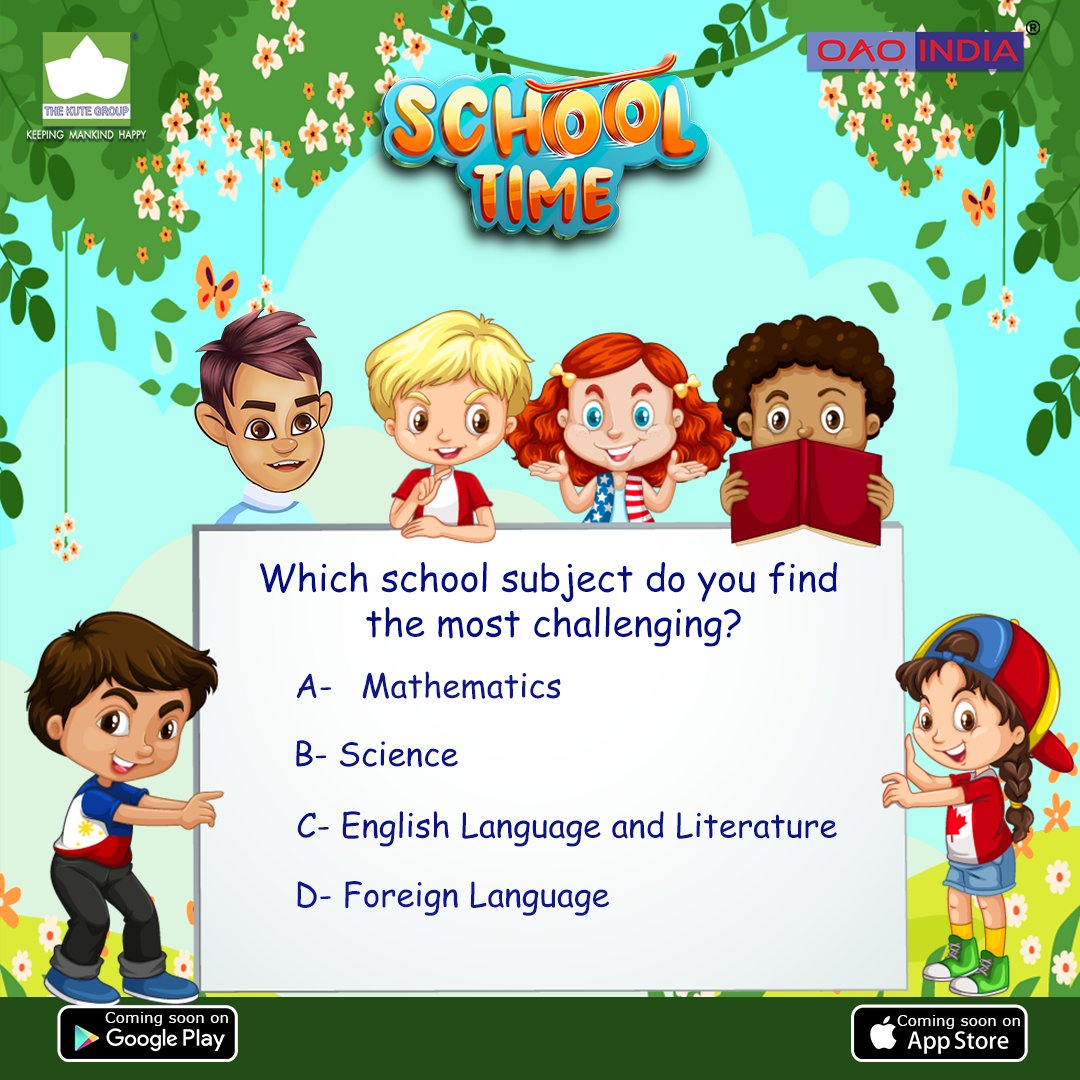 schooltime12345's tweet photo. Which school subject do you find the most challenging?  Let us know in the comment section below. Our upcoming game school time is coming soon. Stay tuned for more updates.
.
.
#OAOINDIA #videogames #gamers #schooltime #schoollife #memories #students #studentlife #boys #girls https://t.co/CjC2XL3gq3