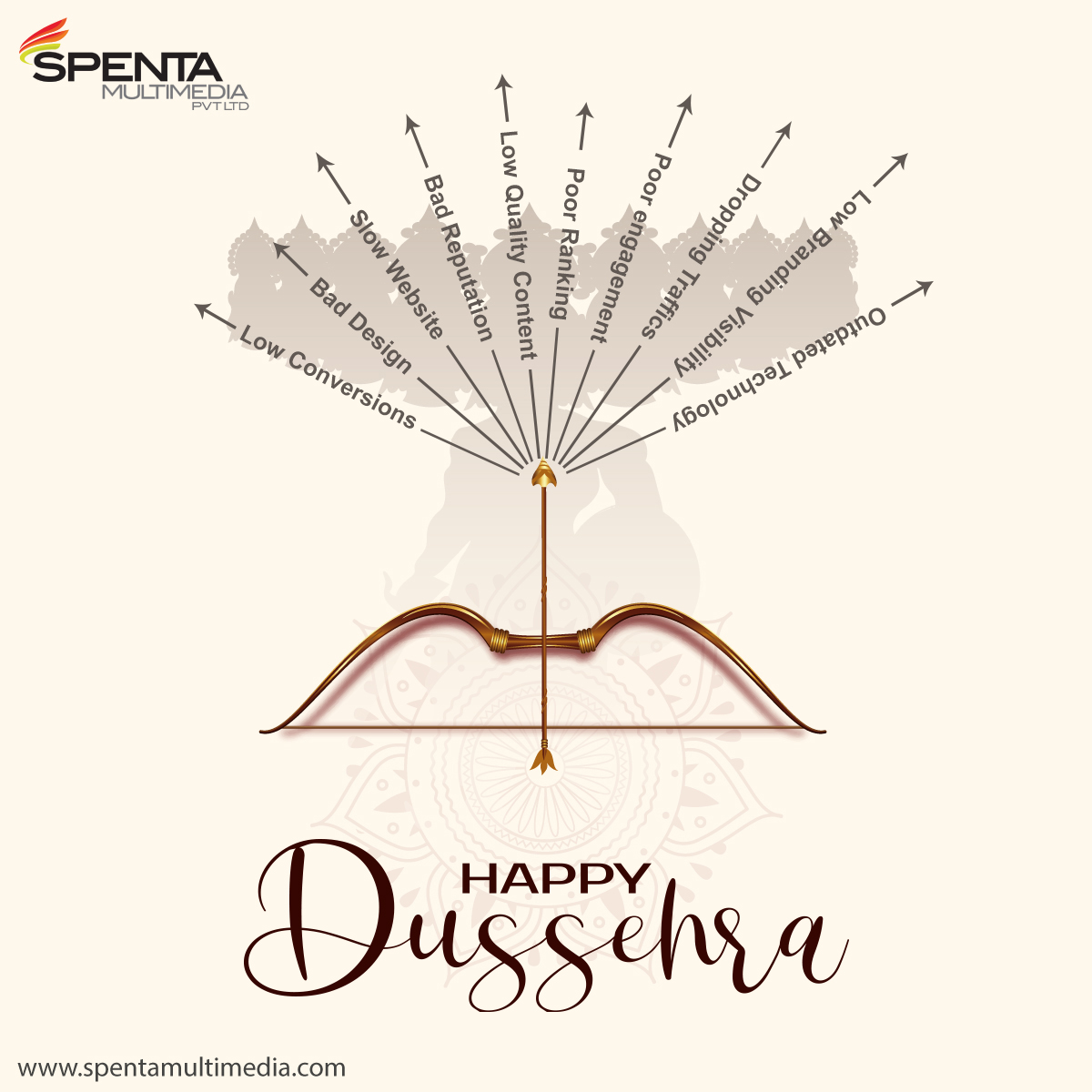 SpentaMultimed1's tweet photo. 🌟 Defeat the Digital Devils This Dussehra! 🏹 May This Festive Season Bring Triumph Over Your Online Challenges. Happy Dussehra! 🎉 

#DigitalVictory #HappyDussehra #SpentaDigitalMedia #SpentaMultimedia https://t.co/0cB89EgK4e
