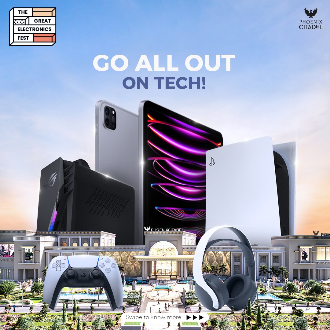 phoenixcitadel's tweet image. This #Dussehra, we bring you great deals on all things tech. Shop for INR 50,000 or more to win an iPhone 13, sound bar and much more! Visit #PhoenixCitadel.

#ElectronicsFest #GadgetFest #GadgetSale #TechSavvy #GadgetLovers #Indore #Tech #Electronics #TheGreatElectronicsFestival