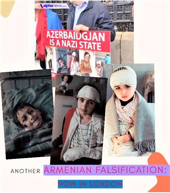 Another #Armenianfalsification 
A group of #Armenians held a rally in London called “#SaveKarabakh.” Many of the photos on the posters that were raised during the rally attracted our attention. 
faktyoxla.az/en/news/view/2…