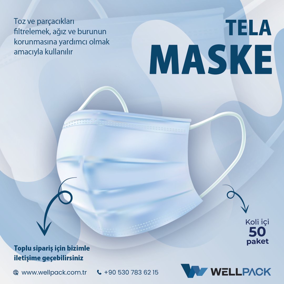 Wellpackambalaj's tweet image. Tela Maske ✨
Toz ve parçacıkları filtrelemek, ağız ve burunun korunmasına yardımcı olmak amacıyla kullanılır.

Ayrıntılı bilgi ve sipariş için;
📞 0530 783 62 15
☎️ 0216 510 83 53
wellpack.com.tr
✨
#iplimaske #kullanat #tekkullanımlık #maske #telamaske #cerrahi̇maske