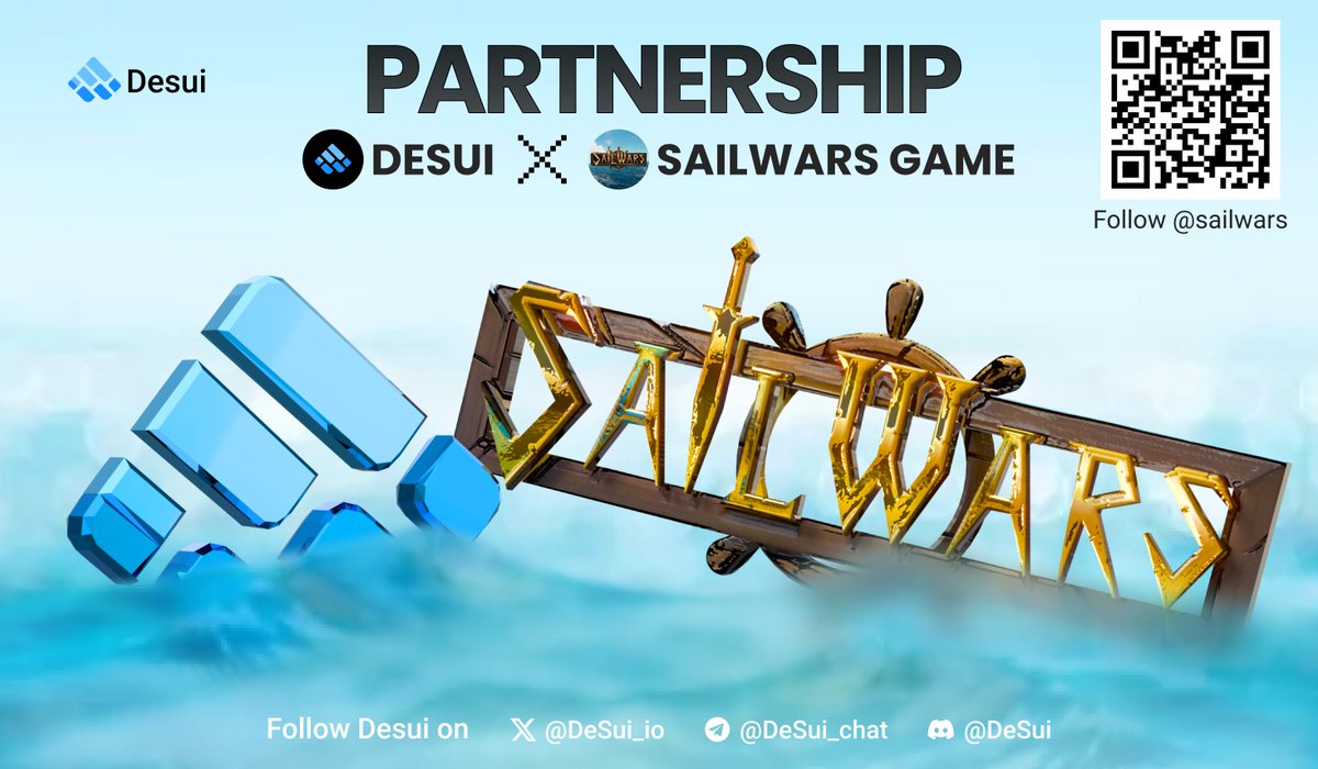 DeSui_io's tweet photo. Partnership Announcement  🎢

We are delighted to announce the collaboration between

@DeSui_io and @sailwars

🎮 A cutting-edge web3 NFT game by 
@dotgamingstudio

Stay tuned for some exciting announcements coming your way soon...

#Desui  #Sailwars #Web3 #Decentralized  #gamefi https://t.co/uKMSxN6aYx
