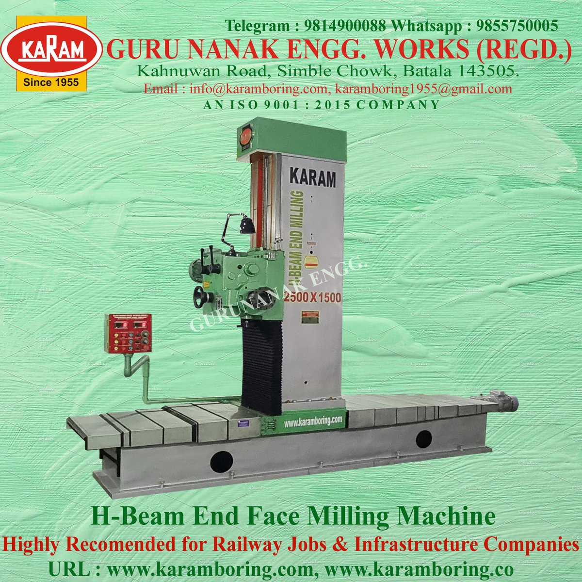 'KARAM' High Precision H-Beam End Face Milling Machine.
For your queries/requirement, please contact :
WhatsApp : +91-9814900088, +91-9855750005
Email Id:- karam@karamboring.com
URL:- karamboring.com, karamboring.co
#endmillingmachine #endmilling #FaceMilling