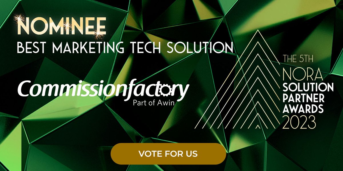 Commission Factory has been nominated for Best Marketing Tech Solution at the 4th NORA Solution Partner Awards 2023.

You can show your support by voting for us here: bit.ly/3tAtHPB