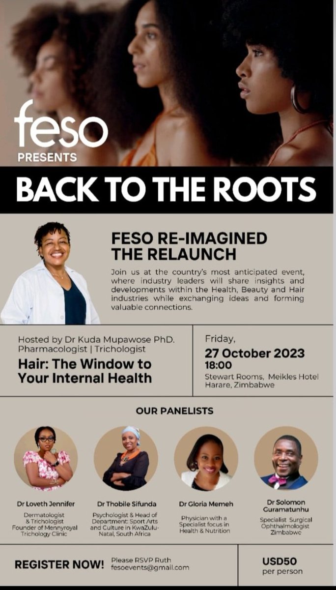 #BreakingNews it's finally here, yes this Friday 27 October 2023 FESO RE-IMAGINED (RELAUNCH) MEIKLES HOTEL HAIR : WINDOW TO INTERNAL HEALTH ( Book today) WhatsApp +263 772 446 731