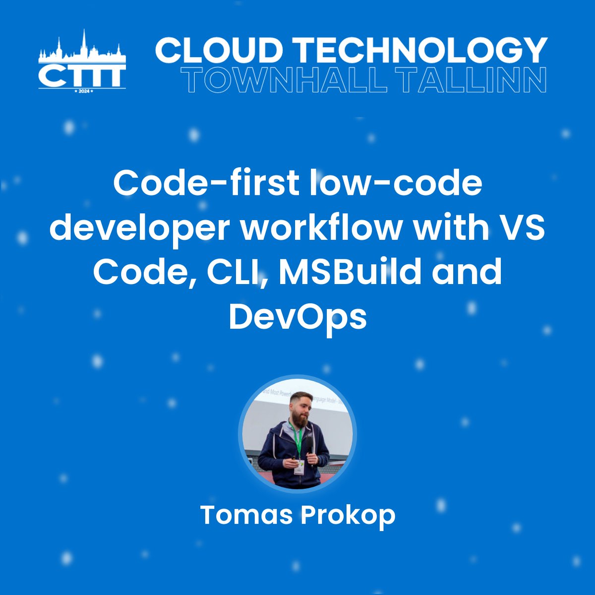 Code-first low-code developer workflow with VS Code, #CLI, MSBuild, and #DevOps!
Join this session with <a href="/prokytom/">Tomas Prokop</a> to see how and discover tried-and-true methods to develop, test, debug, deploy, and support your #PowerPlatform workloads efficiently!
 #CTTT24 #VisitTallinn #Tallinn