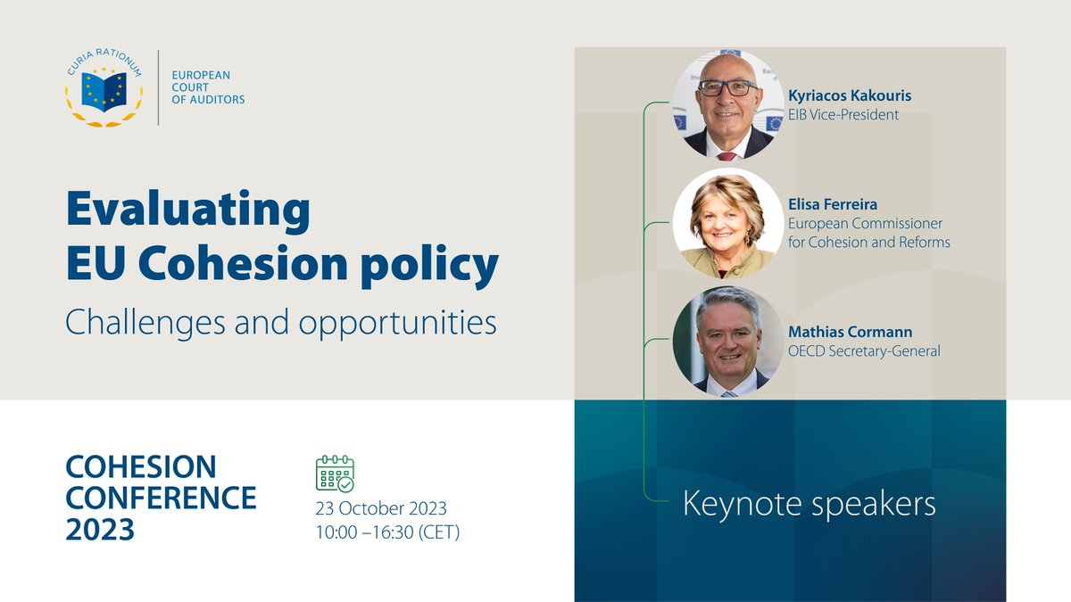 EUauditors's tweet photo. 🔴The Cohesion Conference: Evaluating EU Cohesion policy – challenges and opportunities” is starting now! #ECAcohesion

📲Follow the event online and participate! 👇
https://t.co/BGvC9c7Cy0 https://t.co/eMDJsDz2ph