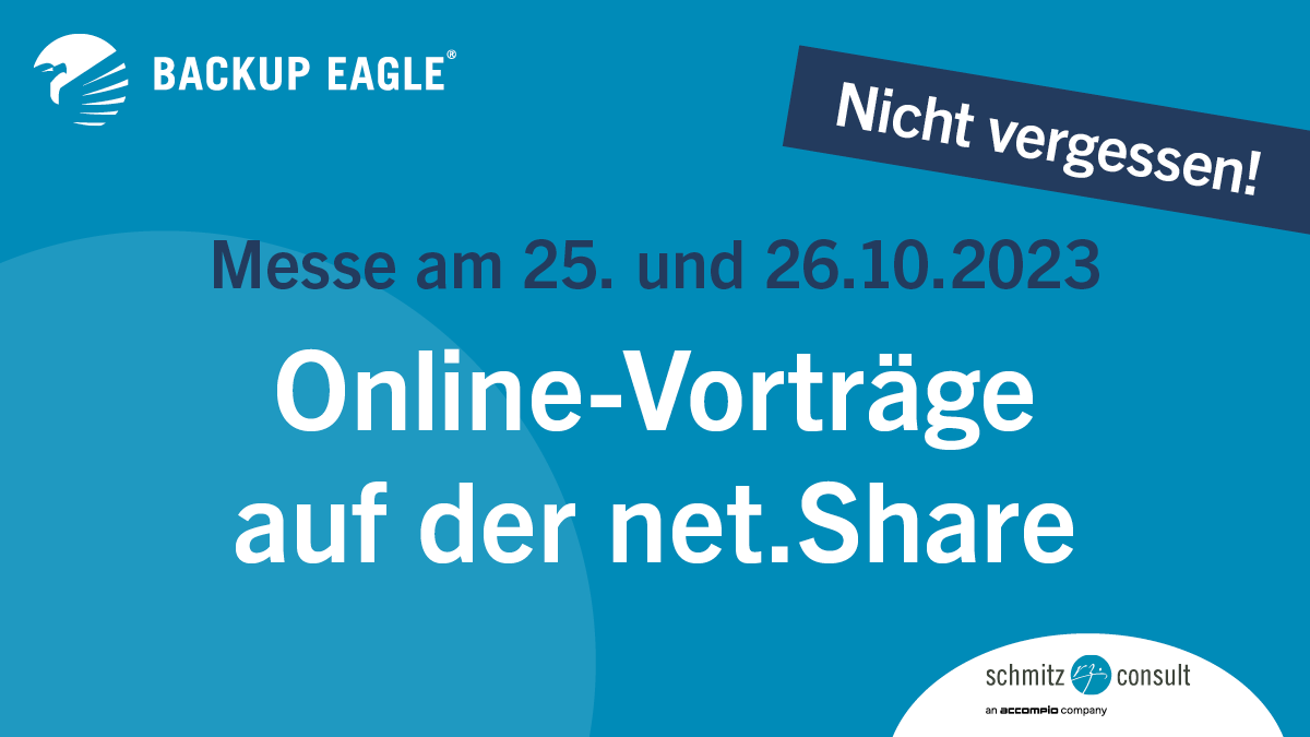 In ein paar Tagen ist die #netShare 2023!

<a href="/schroeder_ste/">Stefan Schröder</a> erklärt, wie BACKUP EAGLE® die Datensicherheit und die Gewährleistung von Compliance unterstützt:
🔷 am 25. Oktober um 15:30 Uhr
🔷 am 26. Oktober um 11 Uhr

Jetzt noch einen Platz sichern 👉live.mixhubb.com/6f508eea-d7cd-…