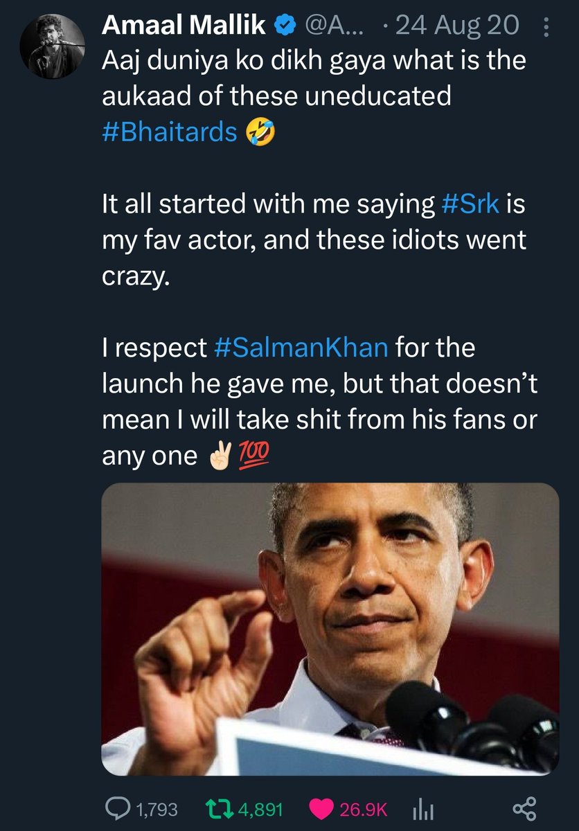 filmimonthly's tweet photo. After this tweet now older  #AmaalMallik tweets are surfacing in which he trolls #SalmanKhan and his fans by calling them #Bhaitards
#Tiger3 #KatrinaKaif https://t.co/TQEBgYpl0l