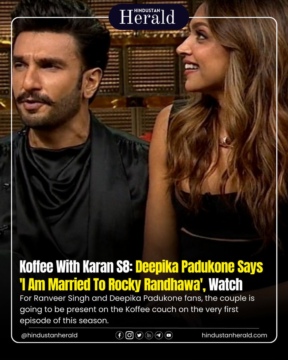 Bollywood's power couple Deepika & Ranveer are bringing the sizzle to the Koffee With Karan Season 8 premiere! Karan Johar can't wait, and neither can we. ☕💫 

#hindustanherald #KoffeeWithKaran #DeepikaRanveer #KWKS8OnHotstar