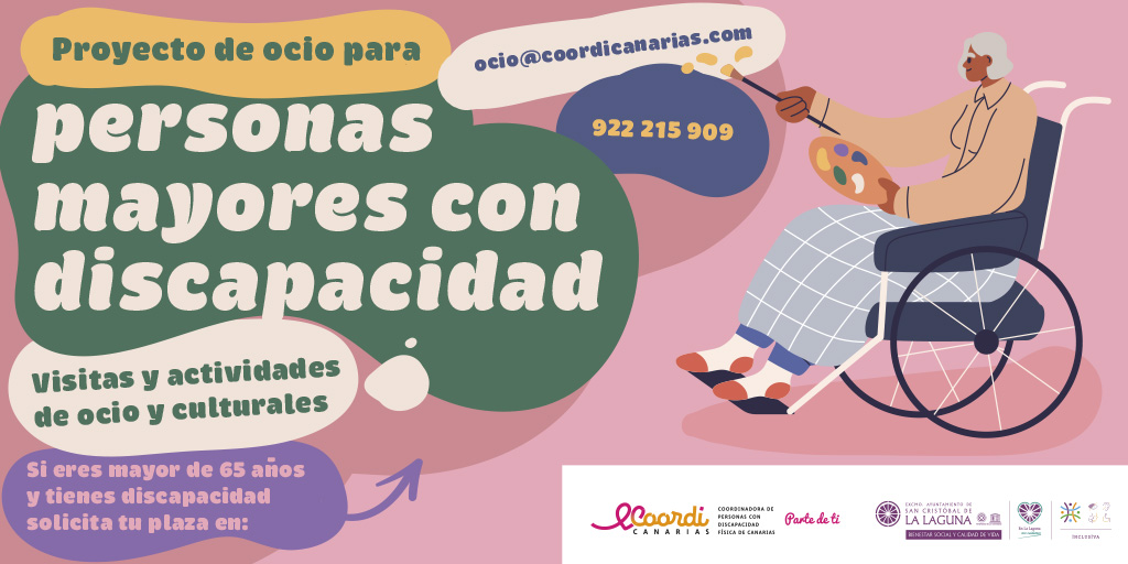 Comenzamos con el Proyecto de ocio para Personas mayores con discapacidad, subvencionado por Bienestar La Laguna, si estás interesado o quieres ampliar información llama al teléfono que está en la publicación o al correo ocio@coordicanarias.com