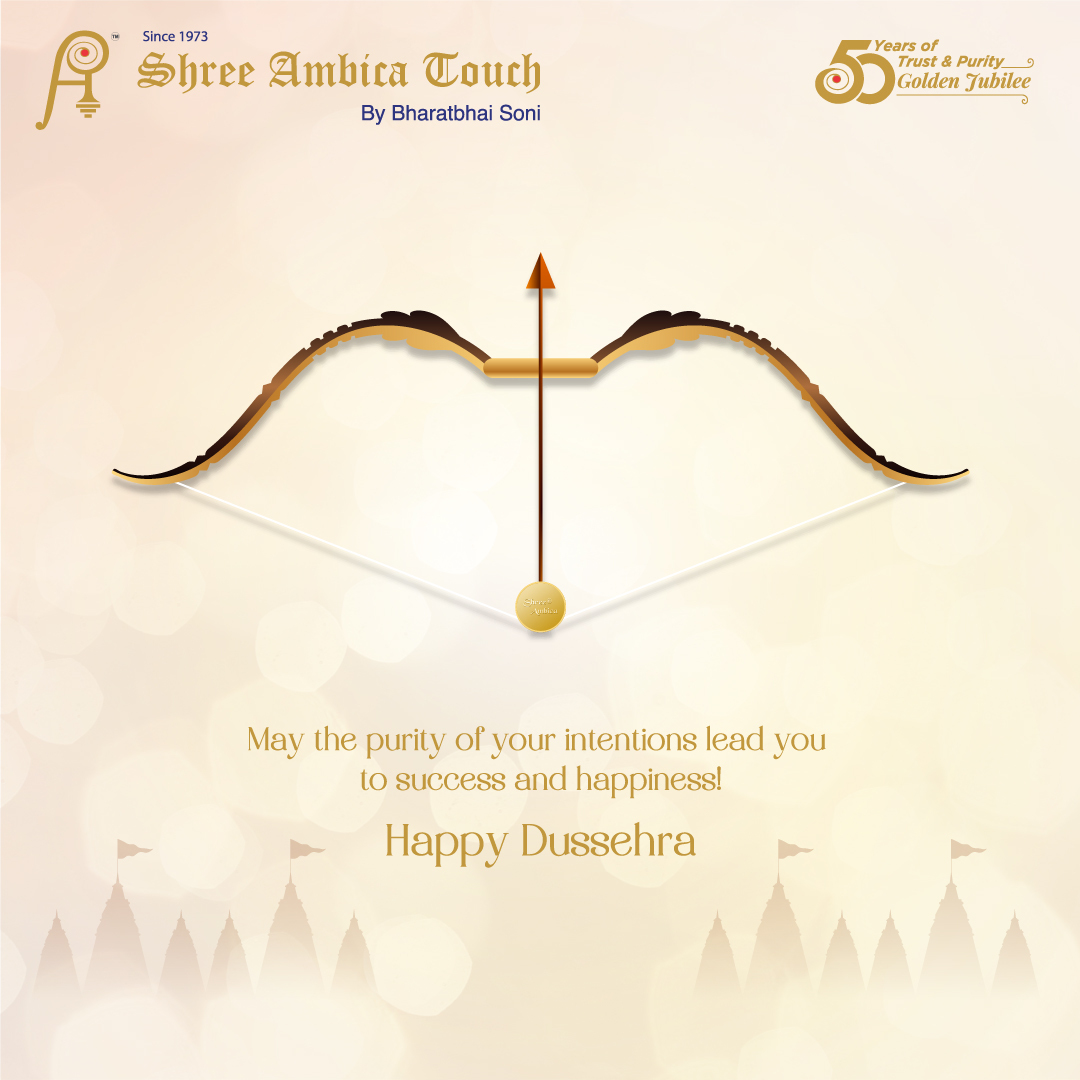 May the purity of your heart guide you to a path of success and happiness!

Happy Dussehra!

#Navratri #Festival #PreciousMoments #customcoin #shreeambicatouch #50yearsofshreeambicatouch #gold #sliver #bullion #refinery #cgroad #manekchowk #satellite #newvadaj