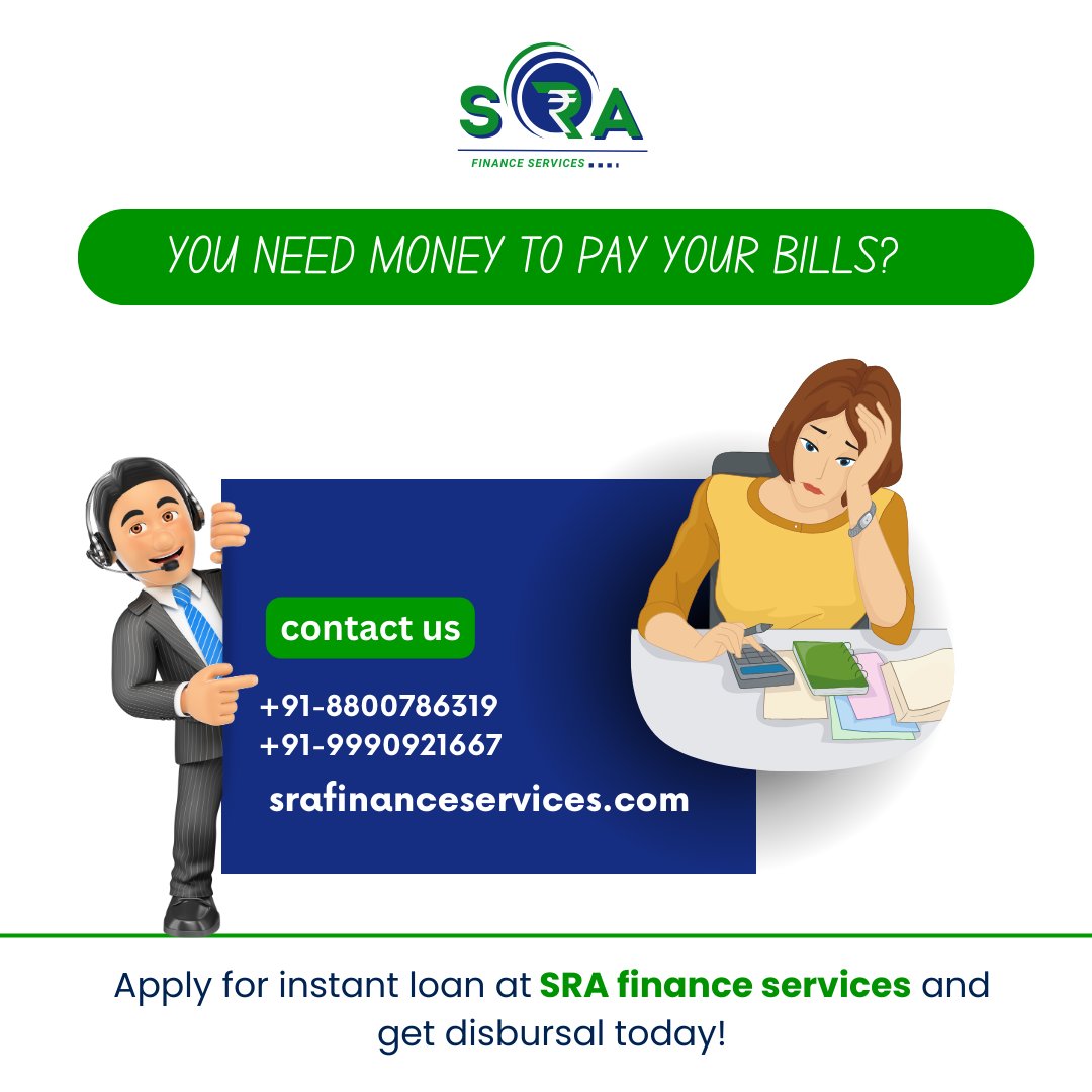 'Struggling with bill payments? Don't stress! Get financial relief with a #PersonalLoan from SRA Finance Services. 🏦💰

Contact us for quick assistance: 📧 Email: info@srafinanceservices.com🌐 Website: srafinanceservices.com📞 Phone: +91-8800786319, +91-9990921667