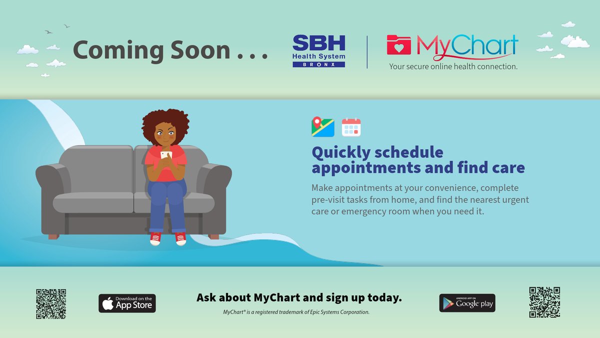 #DYK? MyChart is coming soon to SBH Health System!

You will be able to schedule appointments and find care quickly.

Make appointments at your convenience, complete pre-visit tasks from home, and find the nearest locations to your care team.

#MyChart #Epic #ComingSoon